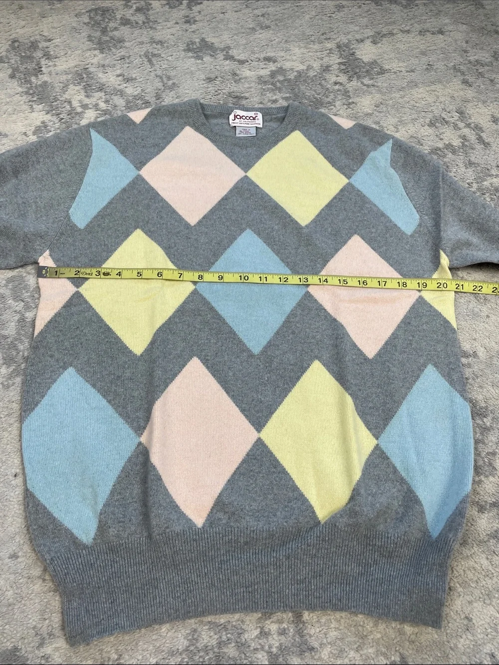 Vintage Jaccar of California Cashmere Argyle Sweater Sz M